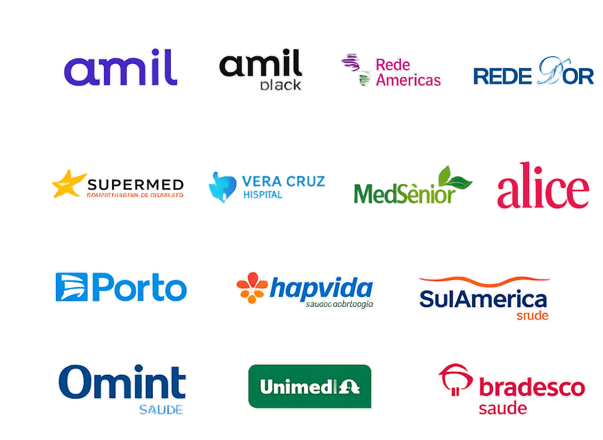 Quadro com as logos das principais operadoras de saúde parceiras da Blazutti Seguros